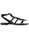 Tod's Fringed Flat Sandals In Black