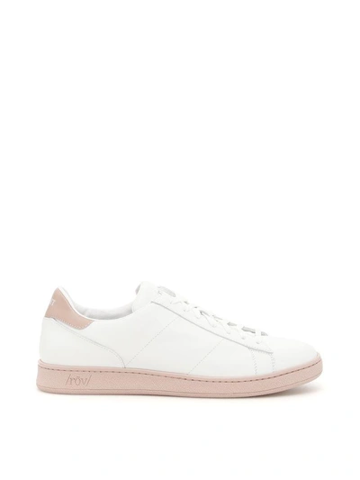 Rov Left Right Leather Sneakers In Bianco Rosa Rosa|bianco