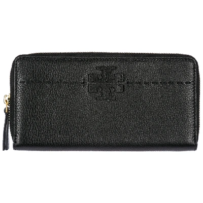 Tory Burch Women's Wallet Genuine Leather Coin Case Holder Purse Card Bifold Mcgraw Continental In Black