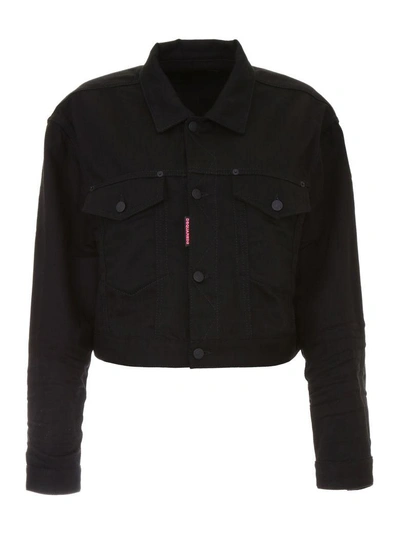 Dsquared2 Be Cool Be Nice Cropped Jacket In Black