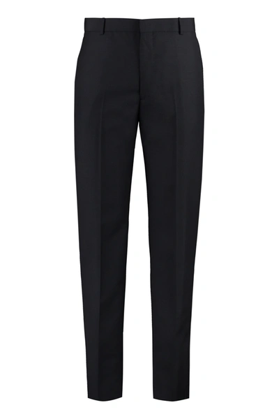 Alexander Mcqueen Wool Blend Tailored Trousers In Black