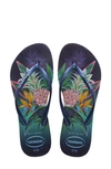 Havaianas 'slim Tropical' Flip Flop In Navy Blue