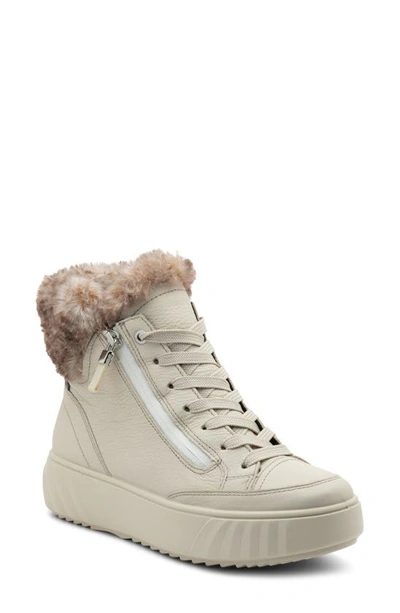 Ara Mikayal Faux Fur Lined Lace-up Boot In White