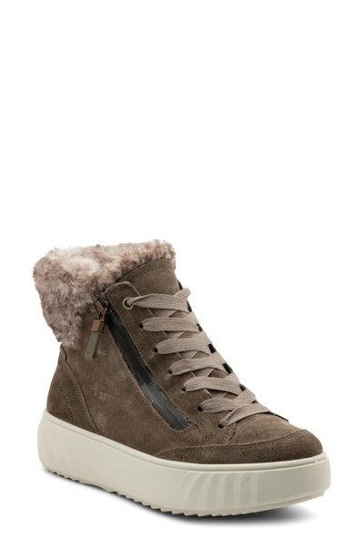 Ara Mikayal Faux Fur Lined Lace-up Boot In Taiga