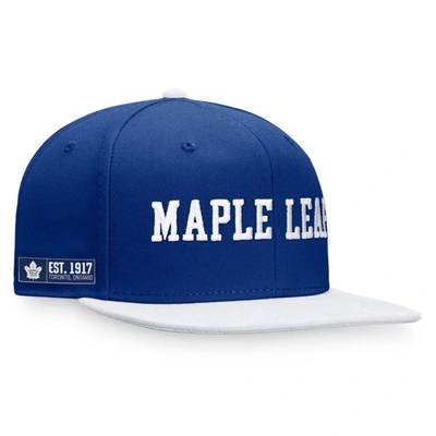 Fanatics Branded Blue/white Toronto Maple Leafs Iconic Color Blocked Snapback Hat In Blue,white