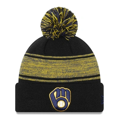 New Era Navy Milwaukee Brewers Chilled Cuffed Knit Hat With Pom