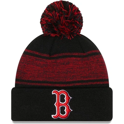 New Era Black Boston Red Sox Chilled Cuffed Knit Hat With Pom