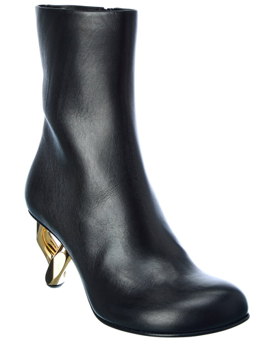 Jw Anderson Chain Leather Bootie In Black