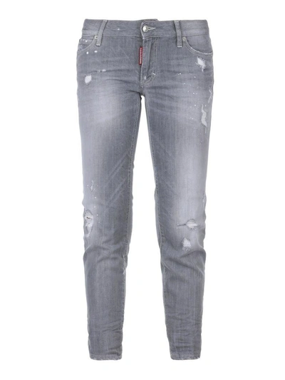 Dsquared2 Super Skinny Cropped Jean In Grey