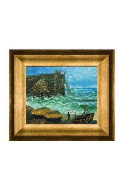 Overstock Art 'rough Sea At Etretat' By Claude Monet Framed Oil Painting Reproduction In Multi