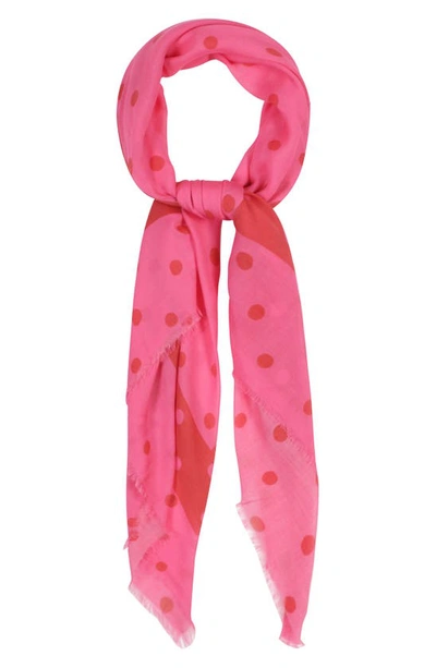 Kate Spade Painterly Dot Fringe Scarf In Pink Cloud