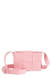 Bottega Veneta Mini Cassette Intrecciato Leather Crossbody Bag In Ribbon Pink