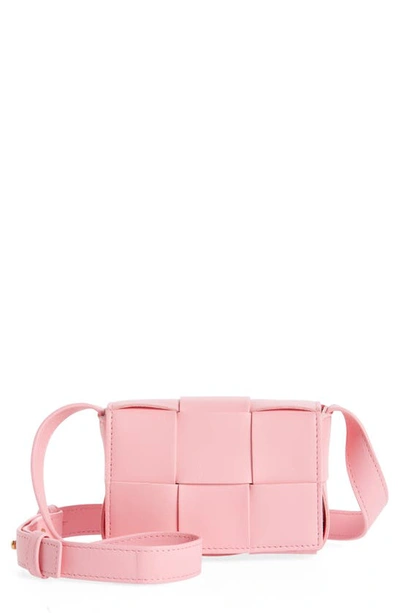 Bottega Veneta Mini Cassette Intrecciato Leather Crossbody Bag In Ribbon Pink
