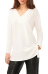 Vince Camuto Drop Shoulder Cozy V-neck Knit Top In New Ivory