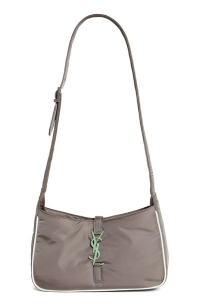 Saint Laurent Le 5 À 7 Nylon Crossbody Bag In Grey/ White/ Green