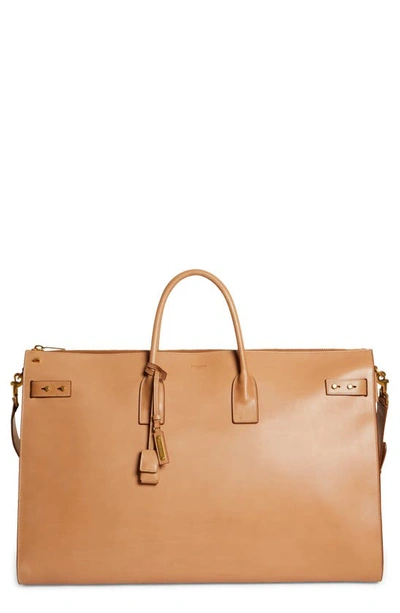 Saint Laurent Travel Sac De Jour Leather Tote In Vintage Brown/ Gold