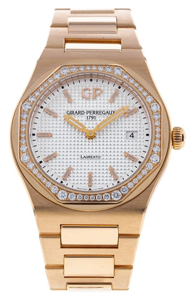 Watchfinder & Co. Girard Perregaux  Laureato Diamond Bracelet Watch, 34mm In Rose Gold Set With Diamonds