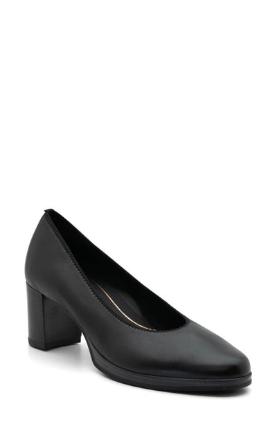 Ara Block Heel Pump In Black Nappa Leather