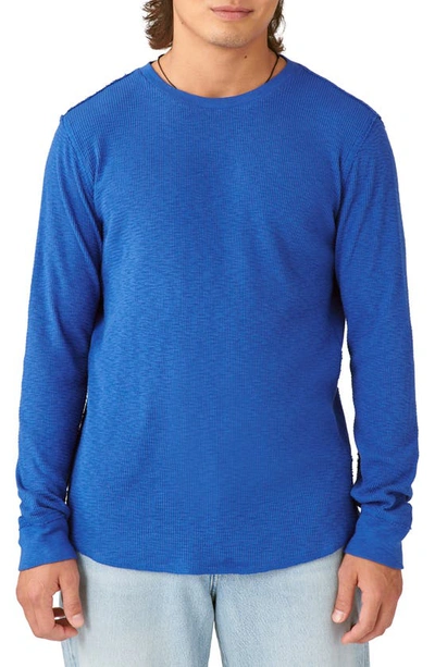 Lucky Brand Garment Dye Thermal Cotton Top In Mazarine Blue