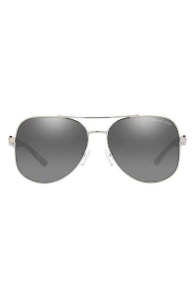 Michael Kors Chianti 58mm Aviator Sunglasses In Silver