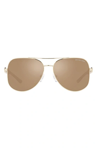 Michael Kors Chianti 58mm Aviator Sunglasses In Light Gold