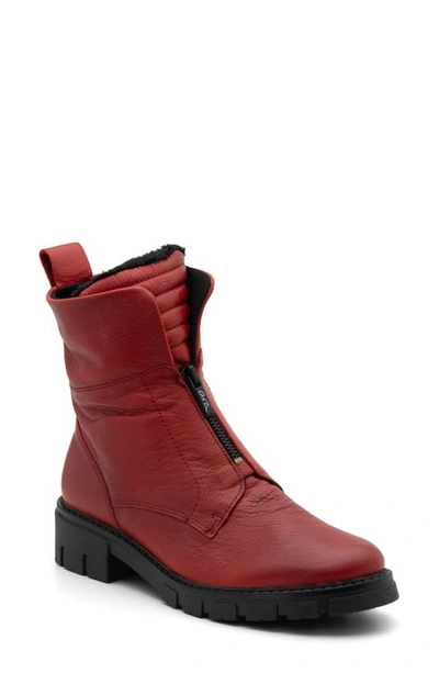 Ara Deon Leather Bootie In Red