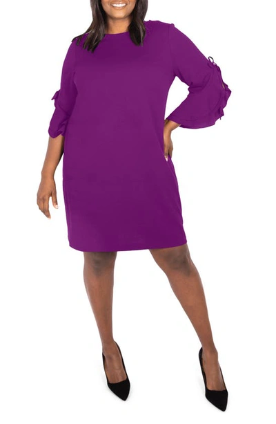 Maree Pour Toi Ruffle Tie Sleeve Dress In Purple