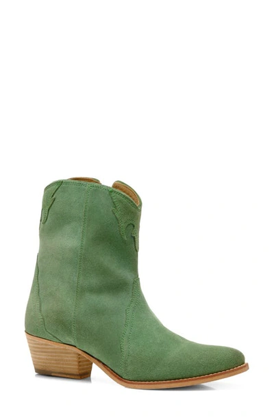 Free People New Frontier Western Bootie In Green Apple Suede