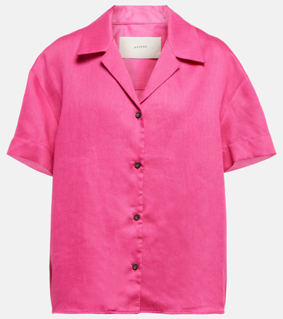 Asceno Prague Organic-linen Voile Shirt In Pink