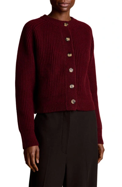 Khaite Michaela Ribbed Cashmere Cardigan In Jam