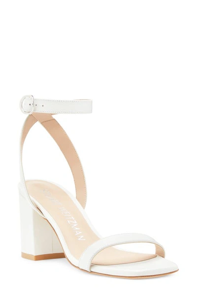 Stuart Weitzman Nearlybare Leather Ankle-strap Sandals In White