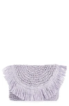 Btb Los Angeles Riley Fringe Straw Clutch Bag In Lilac