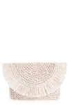 Btb Los Angeles Riley Fringe Straw Clutch Bag In Shell