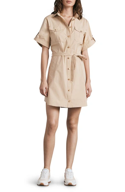 Rag & Bone Roxanne Short Sleeve Mini Utility Dress In Light Khaki