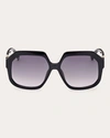 Max Mara Monogram Round Acetate Sunglasses In Shiny Black / Gradient Smoke