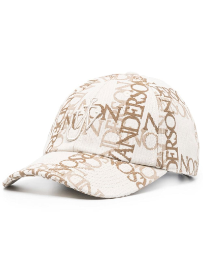 Jw Anderson Baseball Cap With Logo Grid In Beige