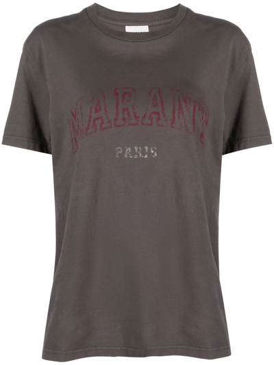 Isabel Marant Étoile Logo-print T-shirt In Brown