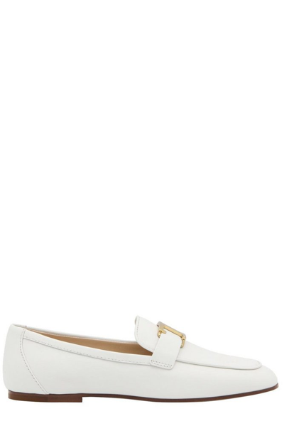 Tod's White Leather Loafers