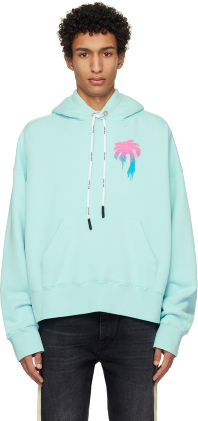Palm Angels I Love Pa Hoodie In Light Blue,multicolor