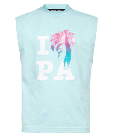 Palm Angels I Love Pa Muscle Tank In Blue