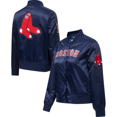 Pro Standard Navy Boston Red Sox Satin Full-snap Varsity Jacket