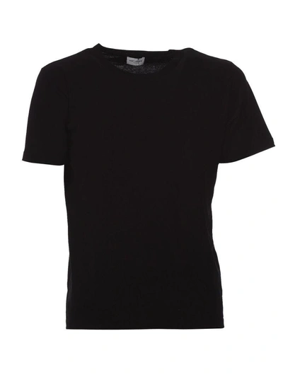 Saint Laurent T-shirt In Black Jersey In Noir Rouge Naturel