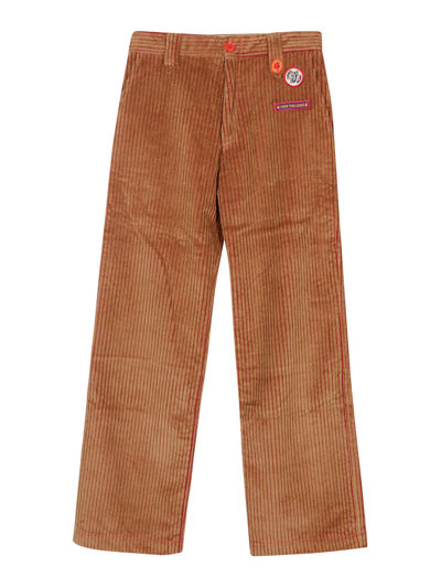 Cormio Logo Patches Velvet Pants In Marrón Claro