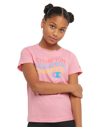Champion Big Girls Planet Graphic Boxy T-shirt In Spark Pink