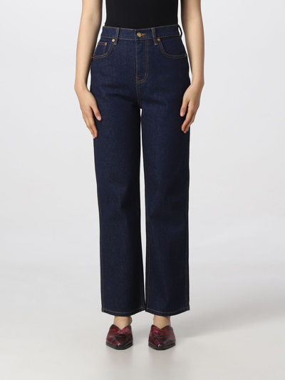 Tory Burch High Waist Stretched Flared Jeans In Denim