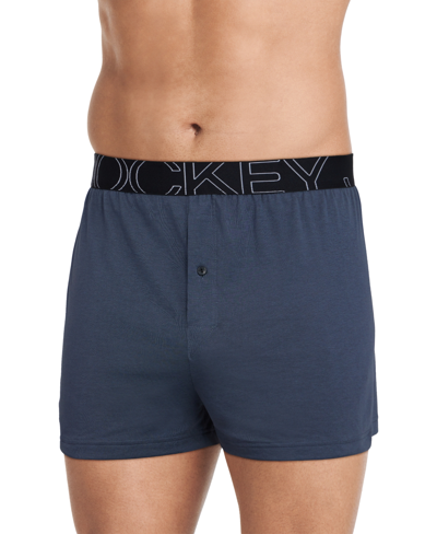 Jockey Men's Activeblend Moisture-wicking 5" Boxers In Nerves Of Steel Blue