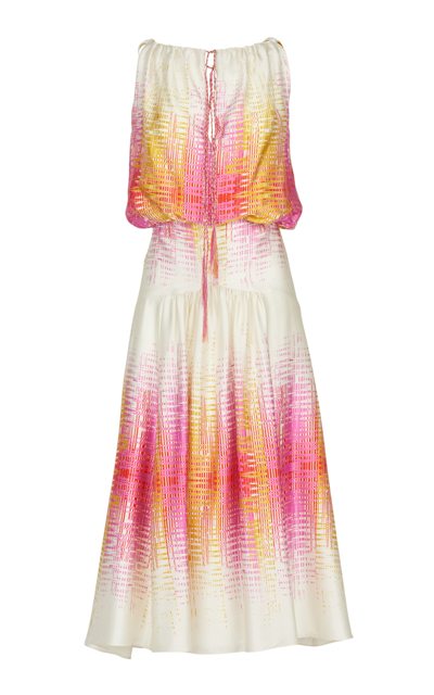 Silvia Tcherassi Daila Check-print Tassel-ties Sleeveless Midi Dress In Magenta