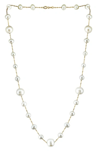 Effy 14k Yellow Gold 9-9.5mm Freshwater Pearl Necklace In White