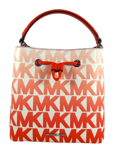 Michael Kors Womens Suri Bucket Messenger Crossbody Bag In Coral Multi