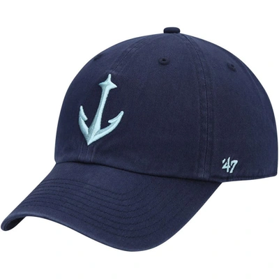 47 ' Deep Sea Blue Seattle Kraken Clean Up Adjustable Hat In Navy